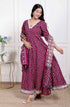 Miravan Womens Maroon embroidered Anarkali Kurta and Dupatta