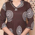 Miravan Womens Printed V Neck Cotton Anarkali Kurta Brown