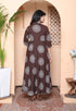 Miravan Womens Brown Animal Printed Anarkali Kurta with Dupatta Set