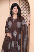 Miravan Womens Brown Animal Printed Anarkali Kurta with Dupatta Set