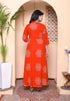 Miravan Womens Orange Mandarin Neck Printed Anarkali Style Kurta