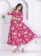 Miravan Womens Pink Floral Printed Angrakha Kurta