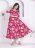 Miravan Womens Pink Floral Printed Angrakha Kurta