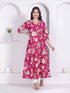 Miravan Womens Pink Floral Printed Angrakha Kurta