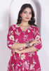 Miravan Womens Pink Floral Printed Angrakha Kurta