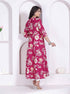 Miravan Womens Pink Floral Printed Angrakha Kurta