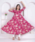 Miravan Womens Pink Floral Printed Angrakha Kurta