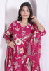 Miravan Womens Pink Floral Printed Angrakha Kurta with Dupatta
