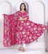 Miravan Womens Pink Floral Printed Angrakha Kurta with Dupatta