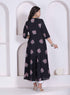 Miravan womens Cotton Floral Print Anarkali Kurta Black