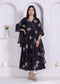 Miravan Black Printed Cotton Anarkali Kurta and Dupatta for Women