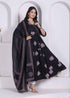 Miravan Black Printed Cotton Anarkali Kurta and Dupatta for Women