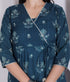 Miravan Womens blue Ethnic Motifs Printed V Neck Cotton Angrakha Kurta