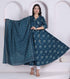 Miravan womens Blue Floral Printed Angrakha Kurta with dupatta