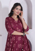 Miravan Womens Maroon floral Printed Angrakha style Kurta