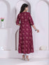 Miravan Womens Maroon floral Printed Angrakha style Kurta