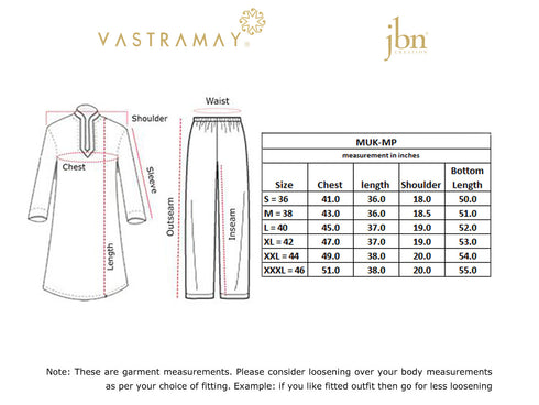 VASTRAMAY Men's Orange Cotton Blend Kurta and Churidar Set