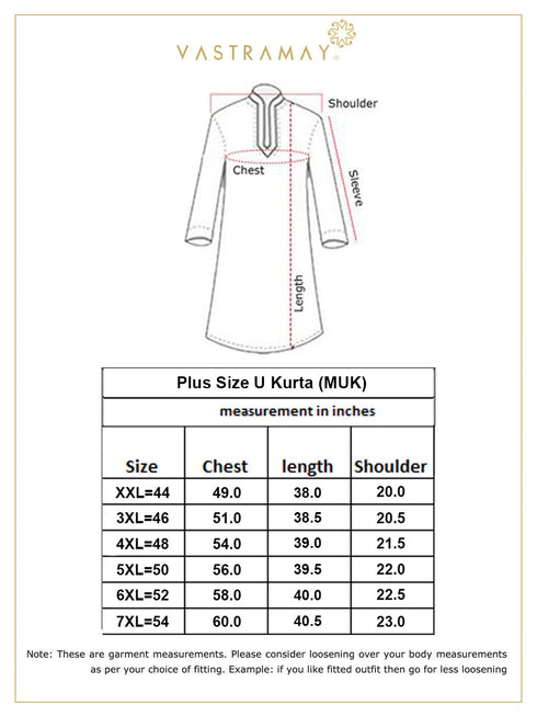Vastramay Men's Plus Size Gold Silk Blend Curved Kurta