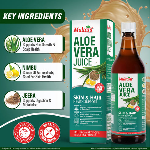 Multani Pharmaceuticals Limited Multani Aloe Vera Juice 1 Litre Natural & Pure No Added Sugar Herbal Wellness Drink