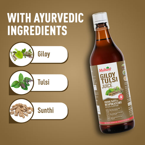 Multani Pharmaceuticals Limited Multani Giloy Tulsi Juice 1 Litre Immunity Support Respiratory Wellness Herbal Tonic