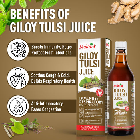 Multani Pharmaceuticals Limited Multani Giloy Tulsi Juice 1 Litre Immunity Support Respiratory Wellness Herbal Tonic