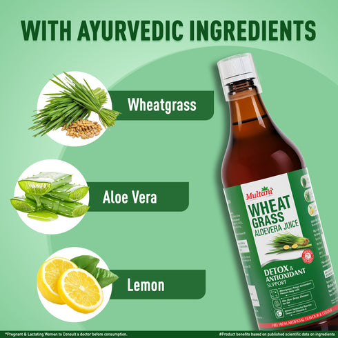 Multani Pharmaceuticals Limited Multani Naturals Wheatgrass Aloe vera Juice 1L Help's to Detoxify the Liver Cleanse the Digestive System Boost Metabolism & Purify Blood