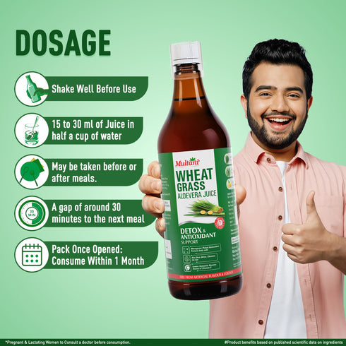 Multani Pharmaceuticals Limited Multani Naturals Wheatgrass Aloe vera Juice 1L Help's to Detoxify the Liver Cleanse the Digestive System Boost Metabolism & Purify Blood