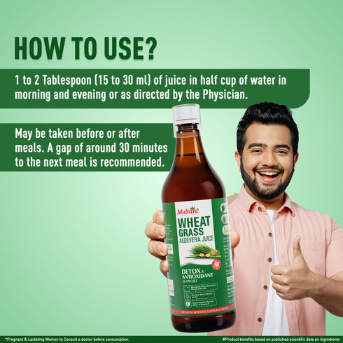 Multani Pharmaceuticals Limited Multani Naturals Wheatgrass Aloe vera Juice 1L Help's to Detoxify the Liver Cleanse the Digestive System Boost Metabolism & Purify Blood