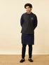 Manyavar Graphite Blue Black Panther Emblem Jacket