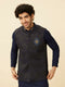 Manyavar Graphite Blue Black Panther Emblem Jacket