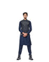 Manyavar Graphite Blue Black Panther Emblem Jacket