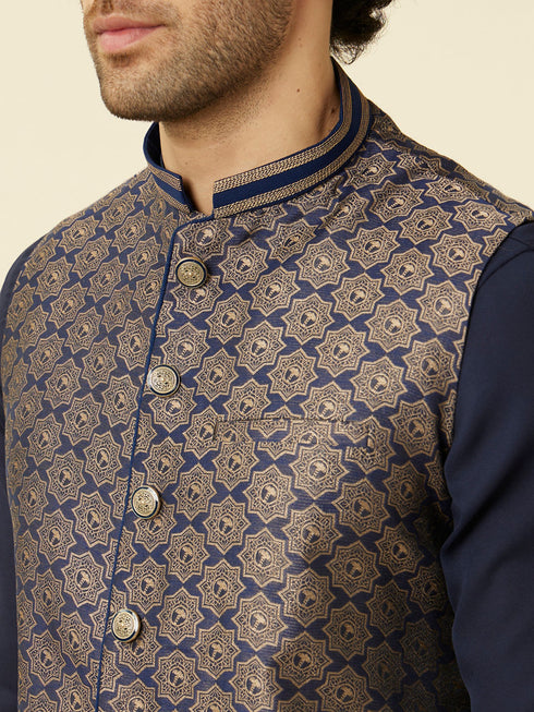 Manyavar Midnight Sapphire Blue Thor's Hammer Jacket