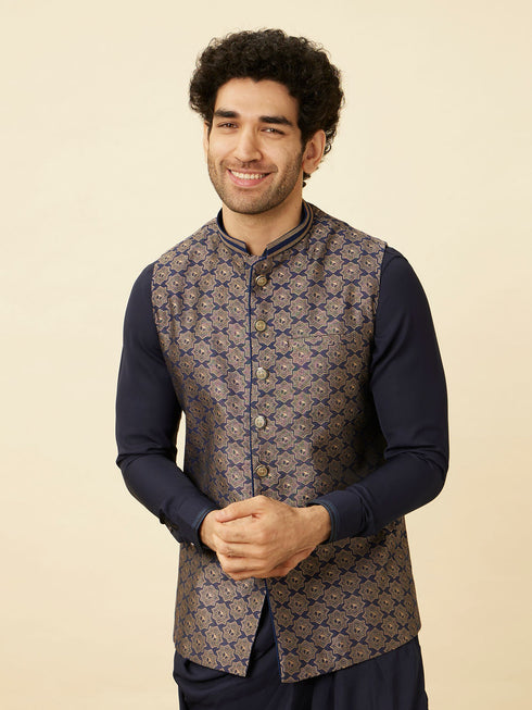 Manyavar Midnight Sapphire Blue Thor's Hammer Jacket