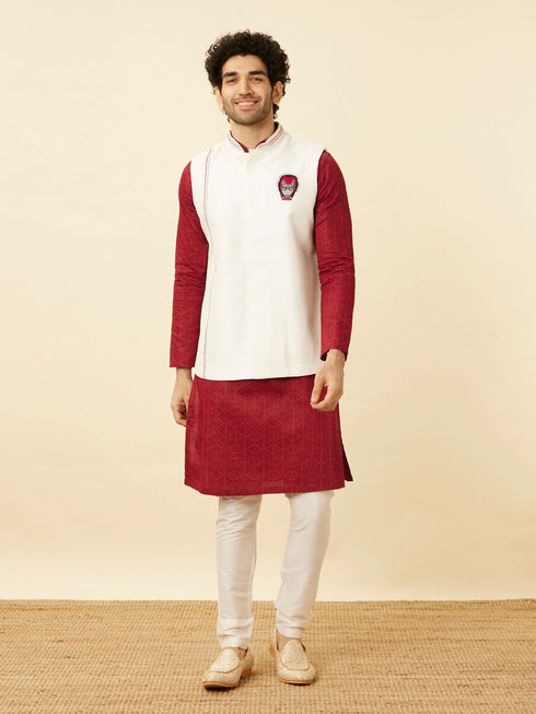 Manyavar Bright White Iron Man Inspired Jacket