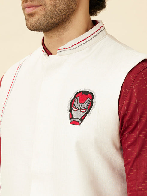 Manyavar Bright White Iron Man Inspired Jacket
