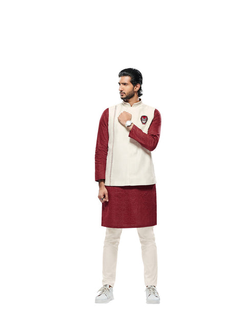 Manyavar Bright White Iron Man Inspired Jacket