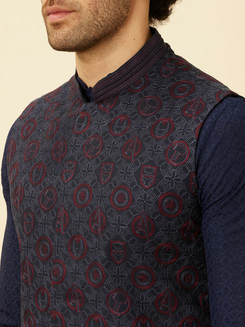 Manyavar Twilight Blue All Avengers Jacket