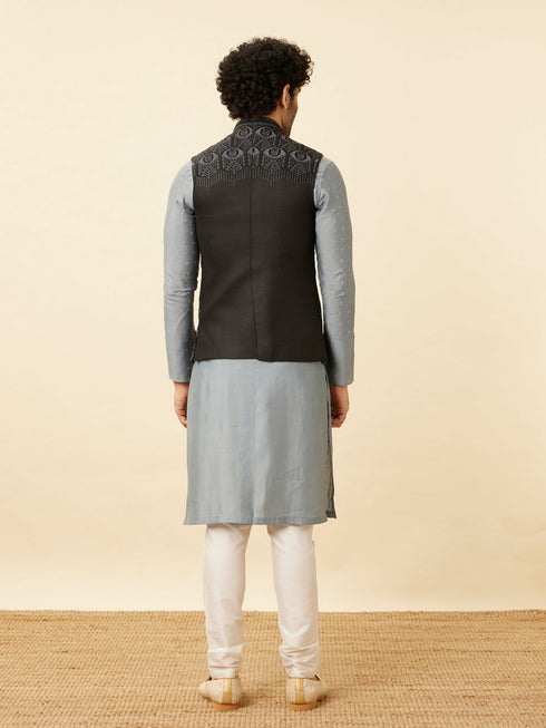 Manyavar Shadow Grey Wakanda Inspired Kurta Jacket Set