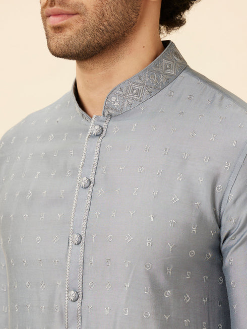 Manyavar Shadow Grey Wakanda Inspired Kurta Jacket Set
