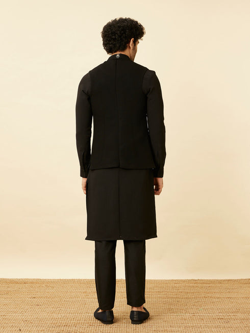 Manyavar Midnight Black Black Panther Kurta Jacket Set