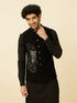 Manyavar Midnight Black Black Panther Kurta Jacket Set