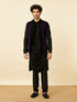 Manyavar Ebony Black Black Panther Kurta Jacket Set