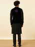 Manyavar Ebony Black Black Panther Kurta Jacket Set