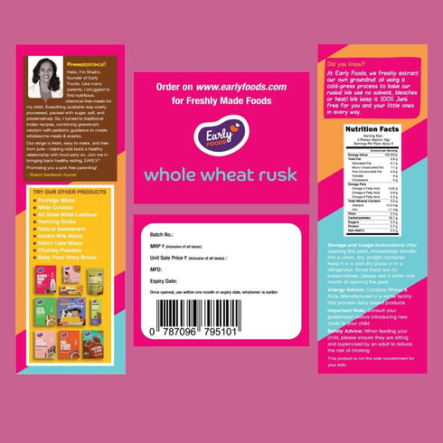 Early Foods Chota Pack Whole Wheat Rusk