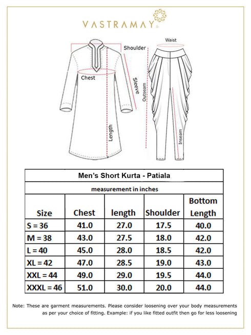 Vastramay Men's White Cotton Blend Kurta and Patiala Set