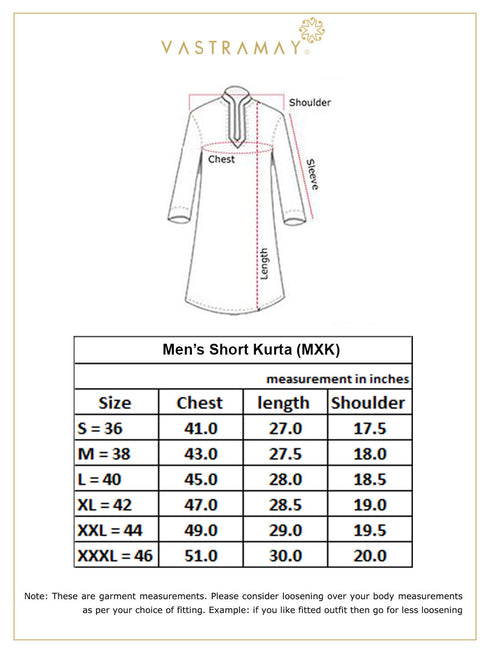 VASTRAMAY Men's Pink Cotton Short Kurta