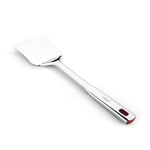 Vinod Stainless Queens Steel Roti Turner Heavy Gauge Flat Plain Cooking Spoon Steel Spatula I Set of 2 I no 1