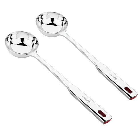Vinod Stainless Steel Queens Ladle Serving Spoon Set of 2 36 cm Highest Grade Stainless Steel Mirror Finish Rust Free No 1