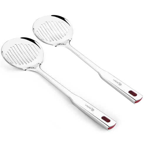Vinod Stainless Steel Queens Skimmer Slotted Spoon Set of 2 36.5 cm Highest Grade Stainless Steel Rust Free Dishwasher Safe No 1