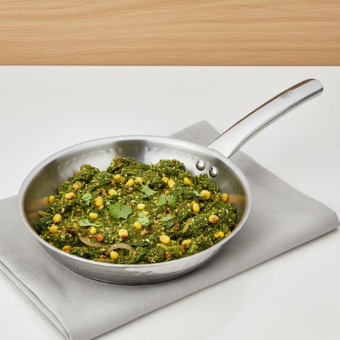 Vinod Claro Heavy Gauge Stainless Steel Hammered Fry Pan with 1.5 mm Thickness 1400 ml